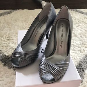 Adrianna Papell Pewter Sheena Satin Pumps